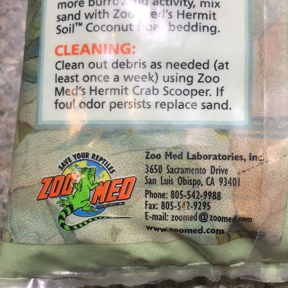 Hermit Crab Sand Zoo Med 2 lbs green.  All natural calcium carbonate substrate - Picture 8 of 8
